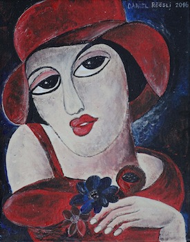 Frau in rot